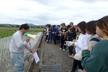 熊谷研究員から冷水田の説明