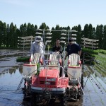 10　笑顔で田植機運転